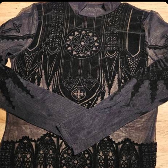 Black Cathedral mesh bodysuit Goth Church - Picture 5 of 5